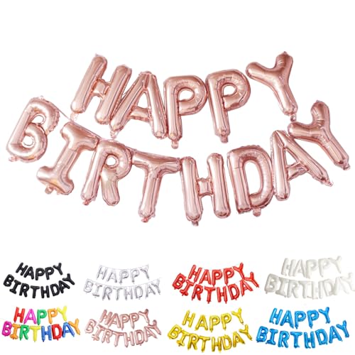 Vthoviwa Ballon Happy Birthday Dekoration Roségold Luftballon Happy Birthday Banner Geburtstag Party Deko 40 6 cm