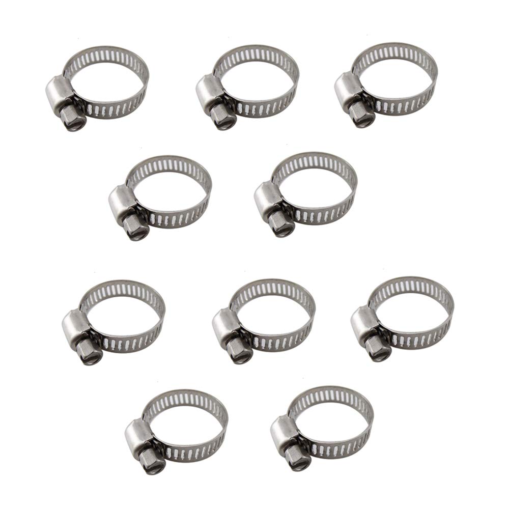 U-M Silver 10Pcs Stainless Steel 13Mm - 19Mm Hose Pipe Clamp Clip Fastener