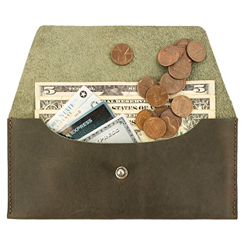 Image of Hide & Drink, Long Utility Pouch, Stylish Wallet for Carrying and Storing Cash, Clutch Bag, Full Grain Leather, Handmade, Dark Jade