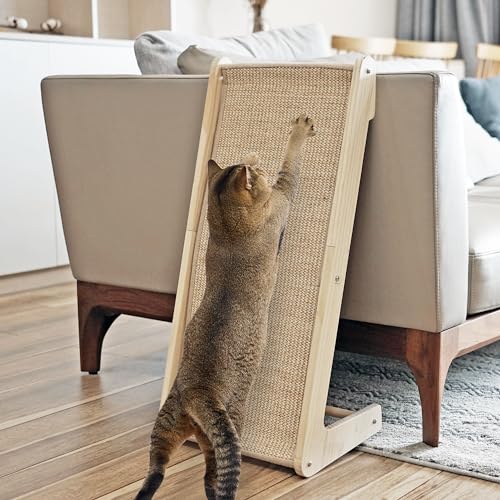 PETKARAY Kratzbrett Katze, 68 cm Hohe L-förmiger Sisal Kratzsäule, Dual-Use Kratzpads für Katzen, Katzenkratzbrett für Wand und Ecke (Mit...