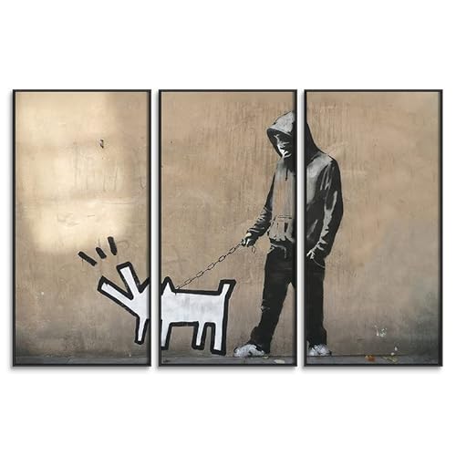 WOWTAC バンクシー アートパネル 3枚セット 飾り絵 Banksy ポスター アルミ合金 フレーム 壁掛け パネル モダン アートボード 絵画 インテリア 部屋飾り パネルアート