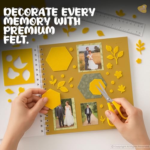 Image of Lakeer A4 Felt Sheets for Craft, Pack of 10 Mango Yellow, 1mm Stiff Non-Woven Fabric 29.7 x 21 cm, DIY Sewing, Applique, Embroidery, School and Hobby Projects