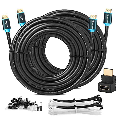 MutecPower 2 Piezas 15m Cable HDMI 2.0 - Cable de Alta Velocidad con Ethernet Soportes Ultra HD 3D 4Kx2K/60HZ y 2160p/Full HD 1080p - 24 AWG - ARC/CEC - Cable Triple blindado - 15 Metros Negro