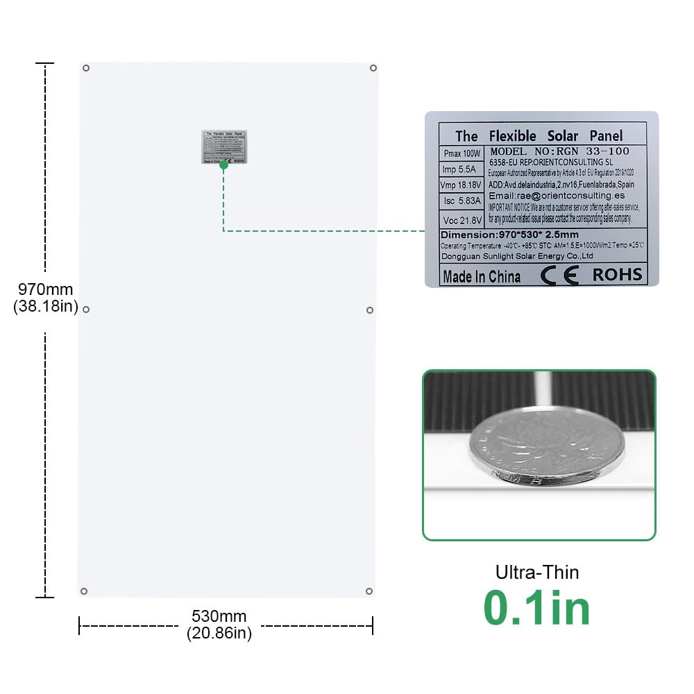 Kit de panneaux solaires flexibles 200W 2 * 100W 12V Contrôleur de panneaux photovoltaïques à cristaux Monokristallines 20a, pour batteries de charge 12V - RV, Caravane, Bateaux, Toits.