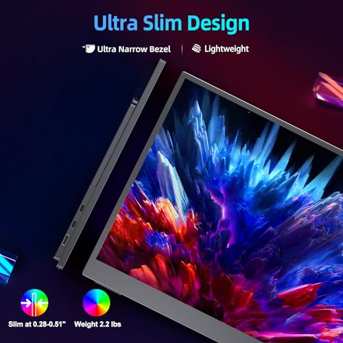 Monitor Portatile 17,3 Pollici 144Hz con Schermo IPS Full HD 1920 * 1080 Mini HDMI 2 USB C per PC Laptop Telefono Cellulare PS4/5 Switch Xbo, Display Mobile Compatibile con VESA - Monitor - Immagine 8