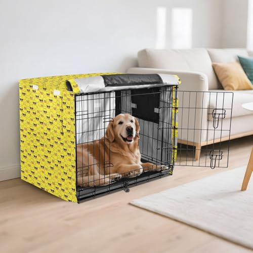 Housse de cage pour chien jaune canard lavable en machine Taille L