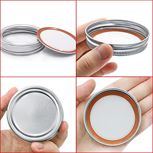 Canning Lids Wide Mouth - Canning Jar Lids Wide Mouth With Silicone Seals Rings, Rust-Proof Split-Type Leak Proof, Silver/24 Count (Lids&Bands) #TOP2