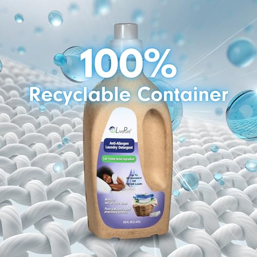 Image of LivePure Anti-Allergen 50 OZ Laundry Detergent for Dust Mites, Pet Dander, Allergies.