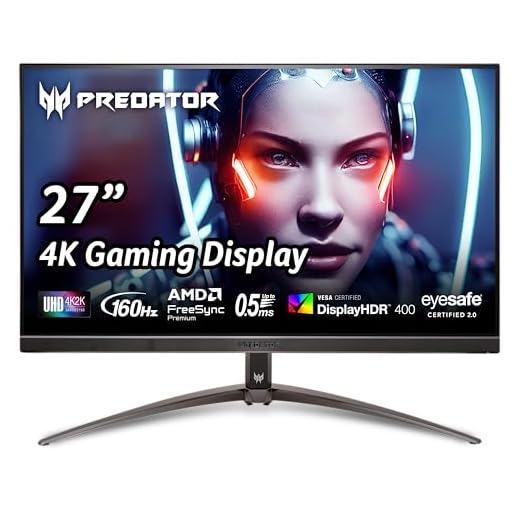 ACER Monitor de jogos Predator XB273K V3bmiiprx 68.6 cm UHD 3840x2160 | AMD FreeSync Premium | Agile-Splendor IPS 400 | Atualização de 160Hz | Até 0,5 ms | DCI-P3 95% | DisplayHDR 400 | 1 DP 1.4 e 2