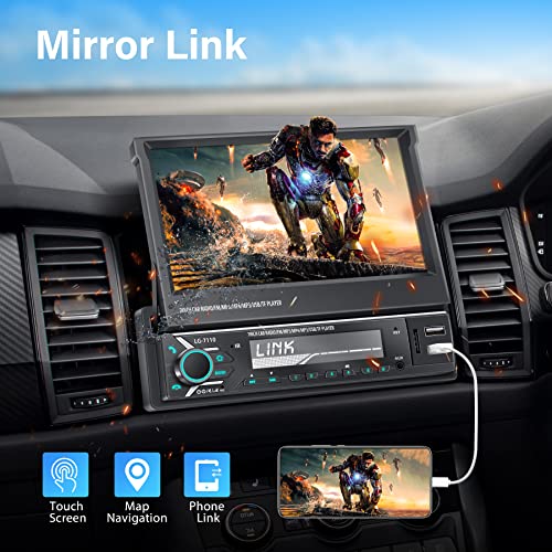 Radio Auto con Pantalla 7" Retráctil Bluetooth y Camara miniatura 3