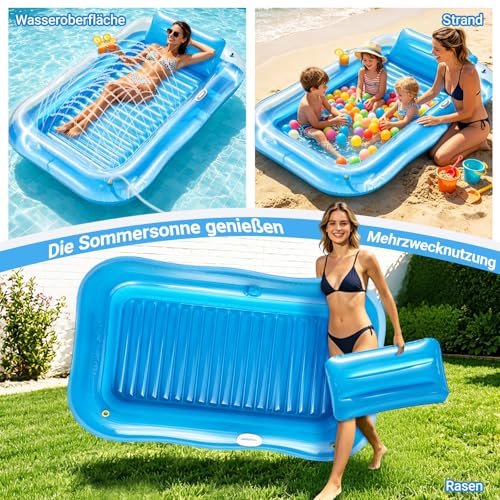 Tanning pool flotteur de piscine géant et stable de 200 cm