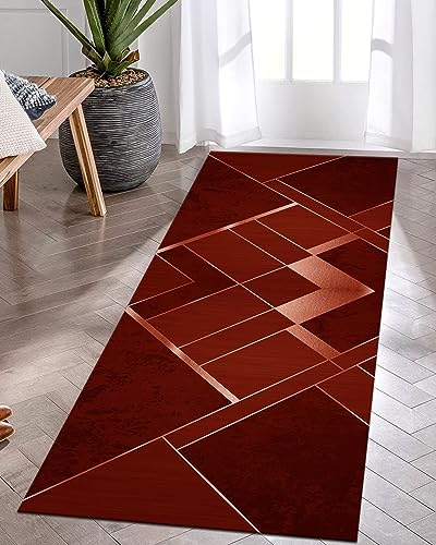 Tapis de cuisine lavable antidérapant grand format polyester rouge - 3
