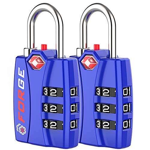 Image of Forge TSA Locks 2 Pack - Open Alert Indicator, Alloy Body and Hardened Steel Shackle with Re-settable 3-Digit Combination
