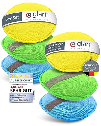 Glart 46PP Microfibre Hand Polishing Sponge, 130x25 mm, Wax Applicator Pad for Polishes, Paint Cleaner, Car Polish, Motorcycle Polish, instead of Polishing Machine, 6 Count (Pack of 1)