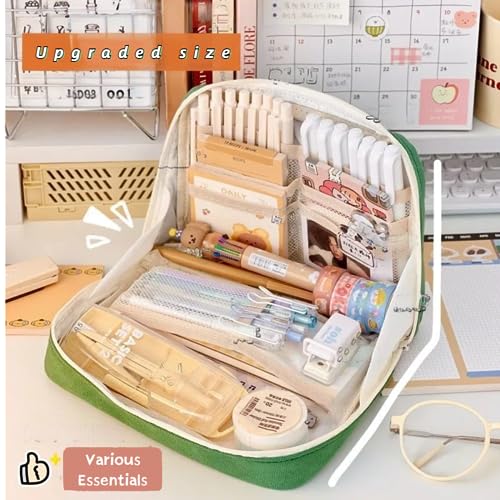 Image of Fcteap Pencil Case Pouch Box Cute Kawaii Large Capacity Aesthetic Zipper Pen Holder Organizer Bag for Office Workspace Supplies Desk Accessories Travel (Light Grey)