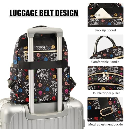 Image of Mini Backpack Gothic Unicorn Skeleton Skull Fashion Backpack Purse for Women,Handbag Shoulder Bag Casual Daypack, Ladies Gift for College Work(S)