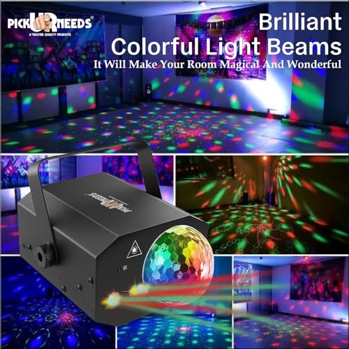Image of Pick Ur Needs LED Party Light with Remote - Sound Activated DJ Disco Ball Light, Strobe Laser Light Projector for Home Party, Club, Wedding, Birthday, Christmas, Stage Lighting - RGB Effects