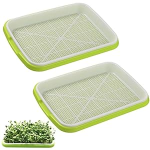 Kwekerij Dienblad Zaad Sprouter Lade Zaailing Lade Zaad Sprouter Tray Buiten Zaailingen Zaailing Trays Zaad Kieming Lade Zaad Sprouter Lade Kiemen Kit voor Tarwegras Soja Voor Tuin Huis (2 Stuks)
