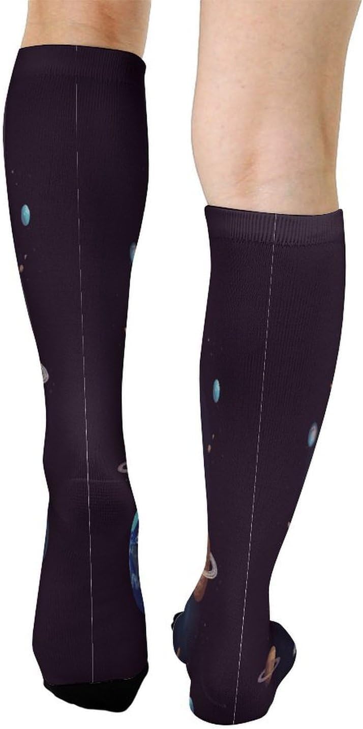 Astronaut Solar System Planets Crew Socks Calf Socks Athletic Crew Sock