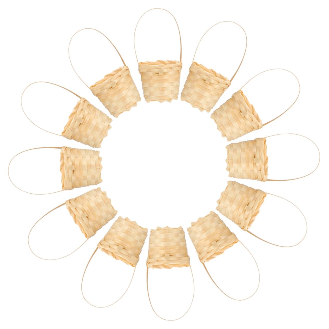 12Pcs Mini Woven Basket with Handles Decorative Flower Baskets for Home Decor Dollhouse and Party Use Lightweight Rustic Style for Mini Arrangements