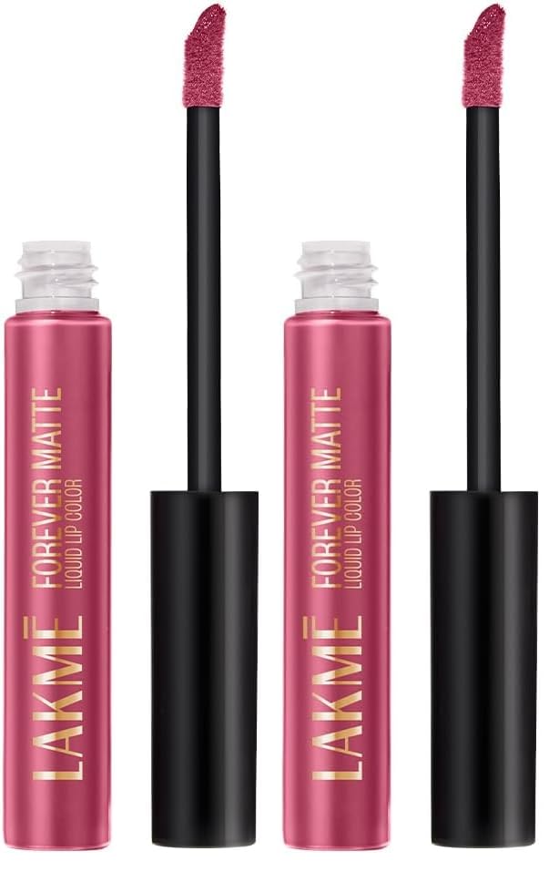 Image of LAKME LAKM Lakme Forever Matte Liquid Lip Colour, Long-Lasting Lipstick, Lightweight & Transferproof, Smudgeproof - Pink Punch 5.6ml | 6Ml (Pack of 2)
