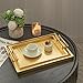 JUMBO HUMBLE Modern Elegant Large Wood Serving Tray, Set of 2 Gold Crocodile Leather with Gold Polished Metal Handles, Home Decorative Rectangle Ottoman Decor Platter Living Room Bathroom Vanity Tray