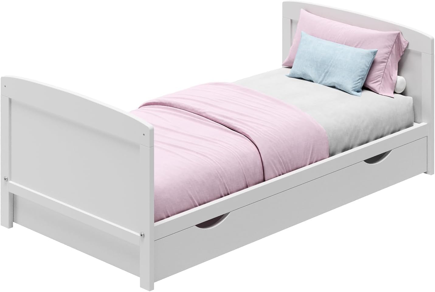 Lit bébé 70x140 avec tiroir, lit à barreaux, lit pour enfant, hauteur réglable et barreaux amovibles avec matelas | autres tailles : 60x120 cm | 70x140 cm : de la naissance jusqu'à 6 ans, blanc