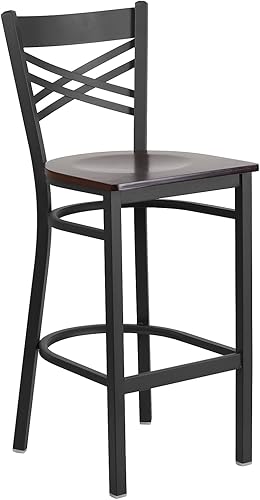 Vista 16 de Flash Furniture HERCULES Series Black ''X'' Back Metal Restaurant Barstool - Asiento de vinilo negro Asiento de vinilo negro/marco de metal