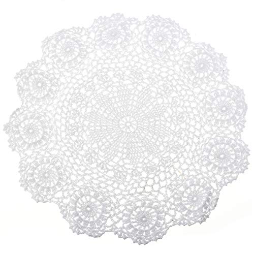 Napperons Dentelle Crochet Coton Tissu Rond Table Cuisine Décor - 37cm