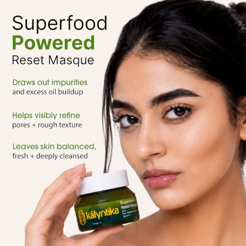 Image of Kalyntika Supergreen Reset Mask | Purify Oily & Congested Skin | 50g | Kale, Spirulina, Moringa, Bentonite Clay. Skin feels clear & lighter in 2 weeks