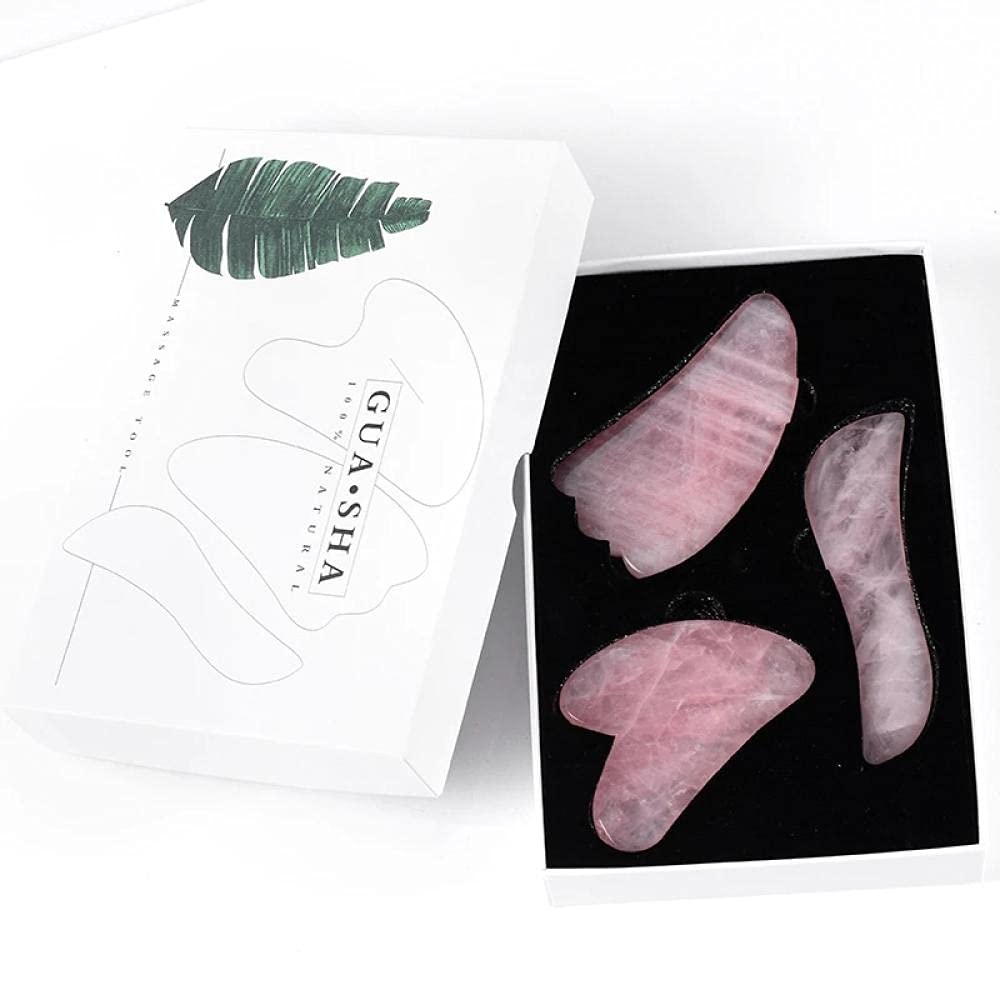Rose quartz gouache grattoir jade jade jade massager ensemble gua sha massage pour visage gouache naturel pierre guahaa massage outils-Type 05