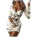 MNRIUOCII Damen Kleid Bodycon Langarm Minikleid mit Leopard Figurbetontes Partykleid Freizeitkeid Elegant Herbst Bleistift Kleider