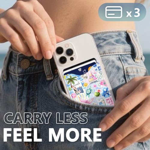 Image of Tropical Magnetic Wallet Compatible with Magsafe Wallets for iPhone 17 /16 /15 /14 /13 /12 Series Pro Max Plus Cute Phone Summer Holidays Mag Safe Fit 3 Cards for Women Lether Island Picnic