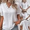 AMDOLE Blouses For Women Uk Lace Top V Neck Plain Elegant Shirt Fashion Solid Color Elegant T Shirts Short Sleeve Plus Size Blouses Ladies Soft Comfy Classic-Fit Dressy Casual Blouse White-A Xxl #3