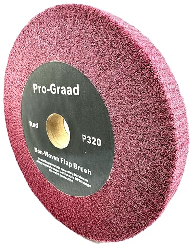 Image of 8 inch x 1 inch x 1-1 /4 inch Arbor Red Bench Grinder Polishing Wheel, 320 Grit, Tight Weave, Great for refurbishing Golf Clubs and Metal, Non-Woven Wheel for Copper, Metal, Finishing, and Burnishing