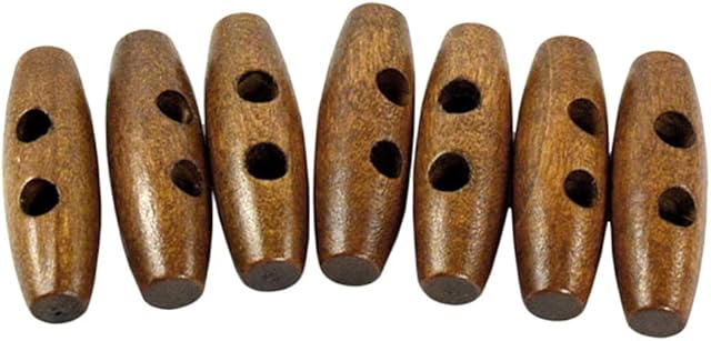 Toggle Buttons 20pcs Olive Shape Wooden Coat Buttons Vintage Style 2 Holes Sewing Button for Baby Adult Clothing Decoration