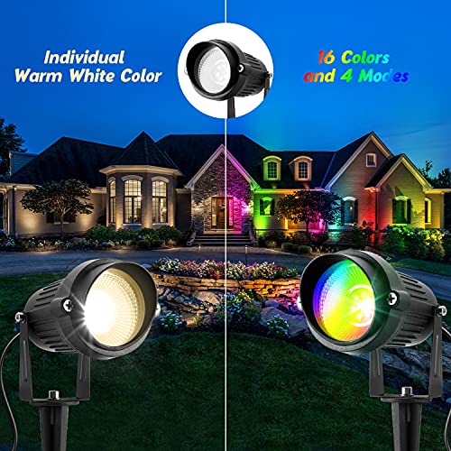 Image of Christmas Spotlight Outdoor 120V LED Spot Lights Outdoor RGB 12W Color Changing Landscape Lights Flag Pole Light with Remote Control Waterproof for Yard Pathway Garden Decorative (1Pack)