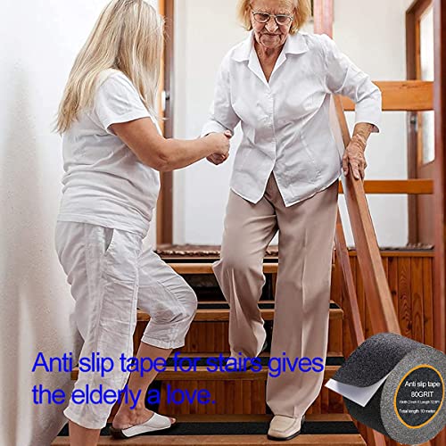 Yyj Home Grip Tape For Stairs Waterproof Strong Friction Tape 80 Grit Safety Walk Traction Tape Anti Slip Tape Safety Track Tape Non Skid,Indoor And Outdoor Used Black Color 2 Inch By 32.8 Ft #TOP2