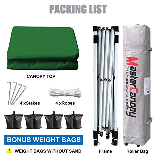 Image of MASTERCANOPY Durable Pop-up Canopy Tent with Roller Bag (Forest Green)