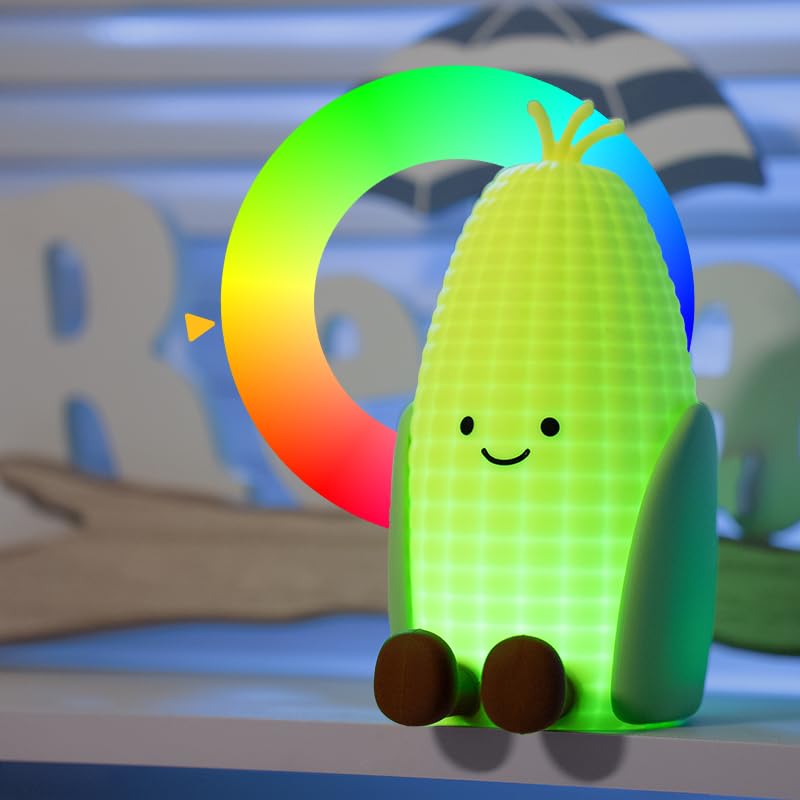 Image of QANYI Corn Cob Night Light-Soft Squishy Silicone Touch Lamp,Farmhouse Fall Decor for Home,USB Rechargeable & Dimmable, Desk Light for Kitchen Counter Decor,Cozy Thanksgiving Gift for Women