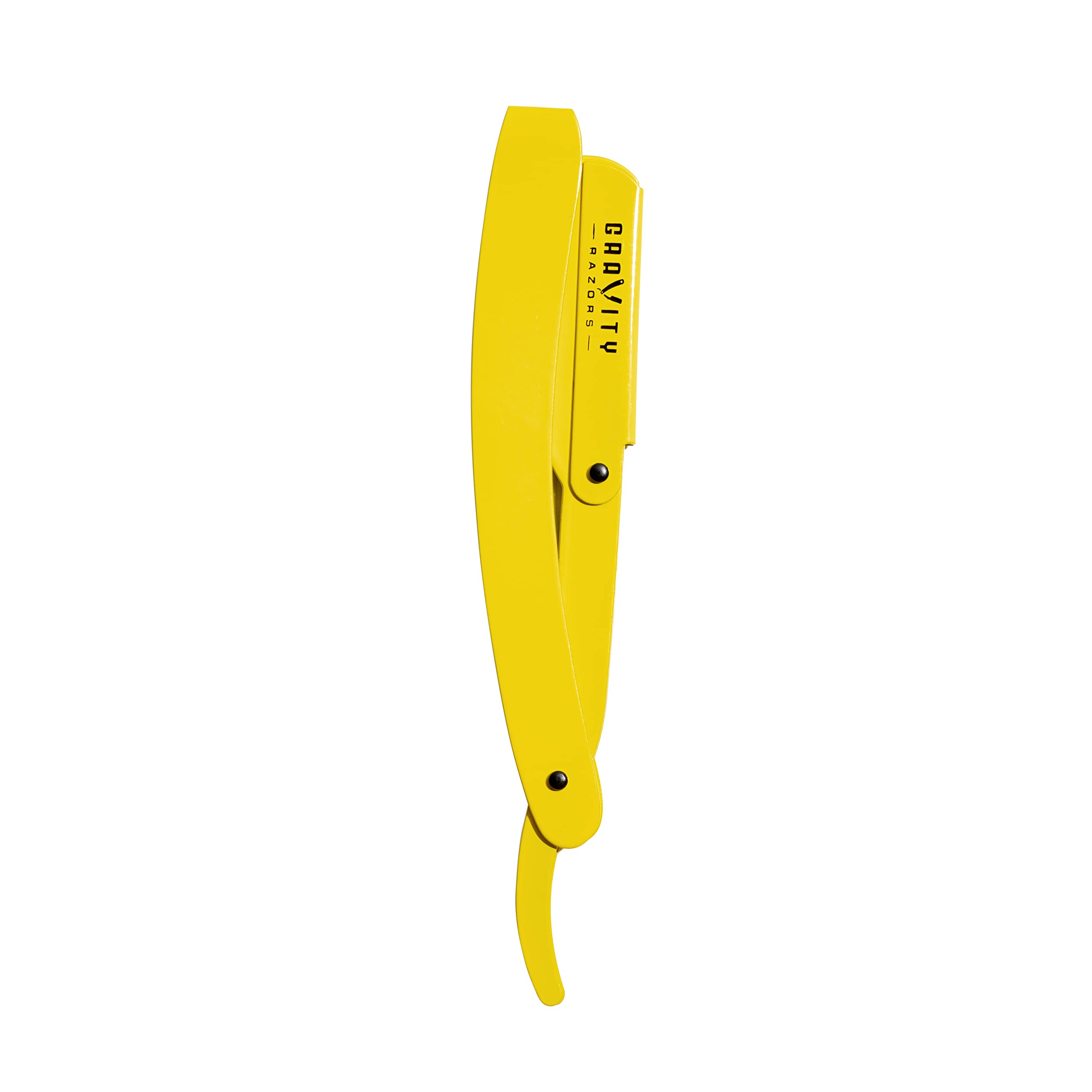 Maquinilla de afeitar recta profesional, kit de maquinilla de afeitar recta de exposición mínima con 10 cuchillas Derby Premium, 0.5 mm expuestas (amarillo)