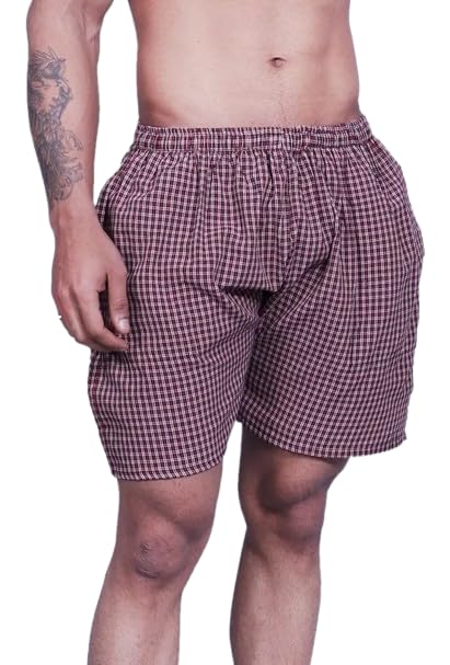 Men’s Regular Fit 100% Cotton Casual Lounge Shorts | Dual Pocket Sleep Shorts Pack of 3 (Large, Maroon)