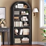 RALGEND Arched Bibliothèque, 75.8" Bibliothèque d'Arche Tall avec stockage, 6-Tier Étagère de livre de ferme, Armoire arquée, étagère en bois avec étagères à affichage ouvert, plateau réglable, bureau, noir