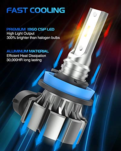 ZonCar H11 H8 Led Fog Light Bulb Yellow, 3000K 4000 Lumens Golden Yellow Fog Light Bulbs Super Bright H11 H8 H16 Fog Light High Power IP67 Waterproof LED Fog Light Bulb Replacement For Cars, Pack of 2 - Thumbnail 5