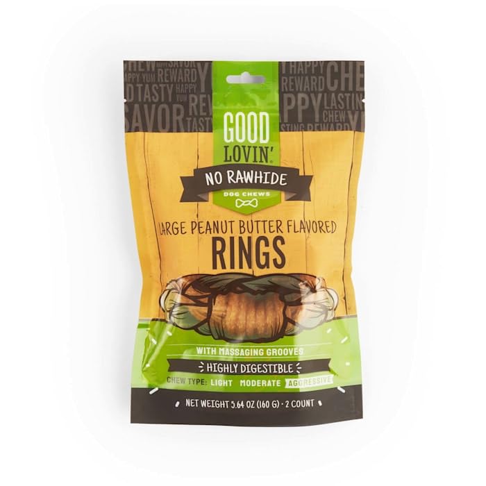 Good Lovin No Rawhide Large Peanut Butter-Flavored Rings Dog Treats 5.64 oz. Count of 2