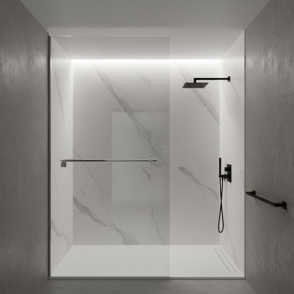 Barra de soporte para puerta de vidrio de ducha, abrazadera de barra fija de acero inoxidable ajustable para mampara de ducha de entrada de habitación húmeda grosor de vidrio (ranurado)