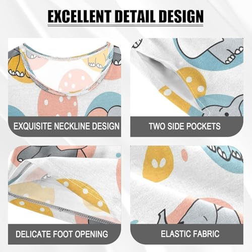 senya Short Sleeve Pajamas Sets Summer Cotton Sleepwear Circle Cute Elephant4
