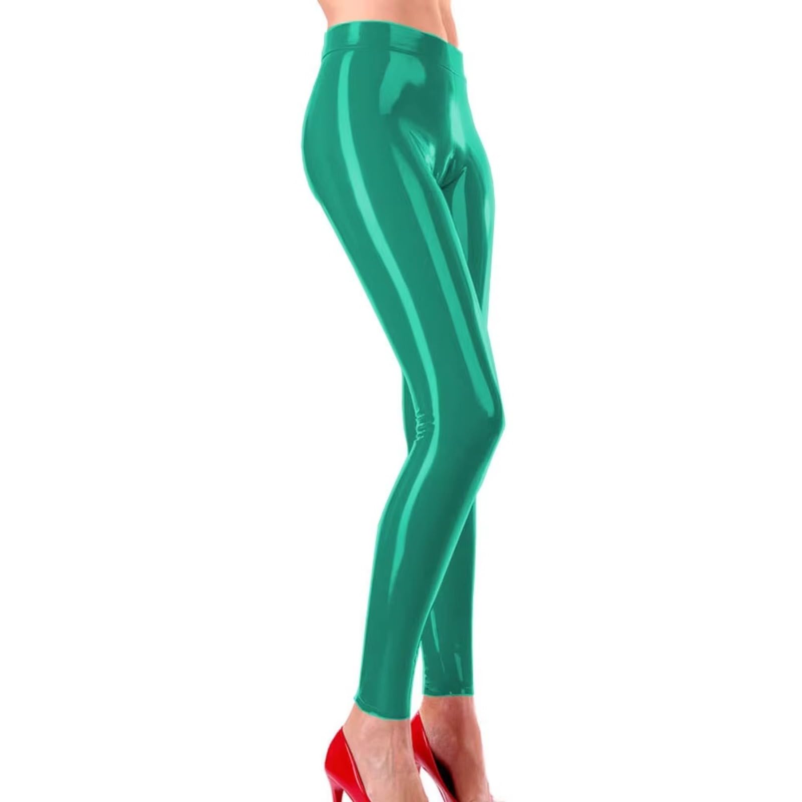 Leggings da donna a vita alta Pantaloni lucidi e colorati senza cuciture Pantaloni da palestra in PVC Sport Faux Latex Plus Size Pantaloni dimagranti Abbigliamento Club