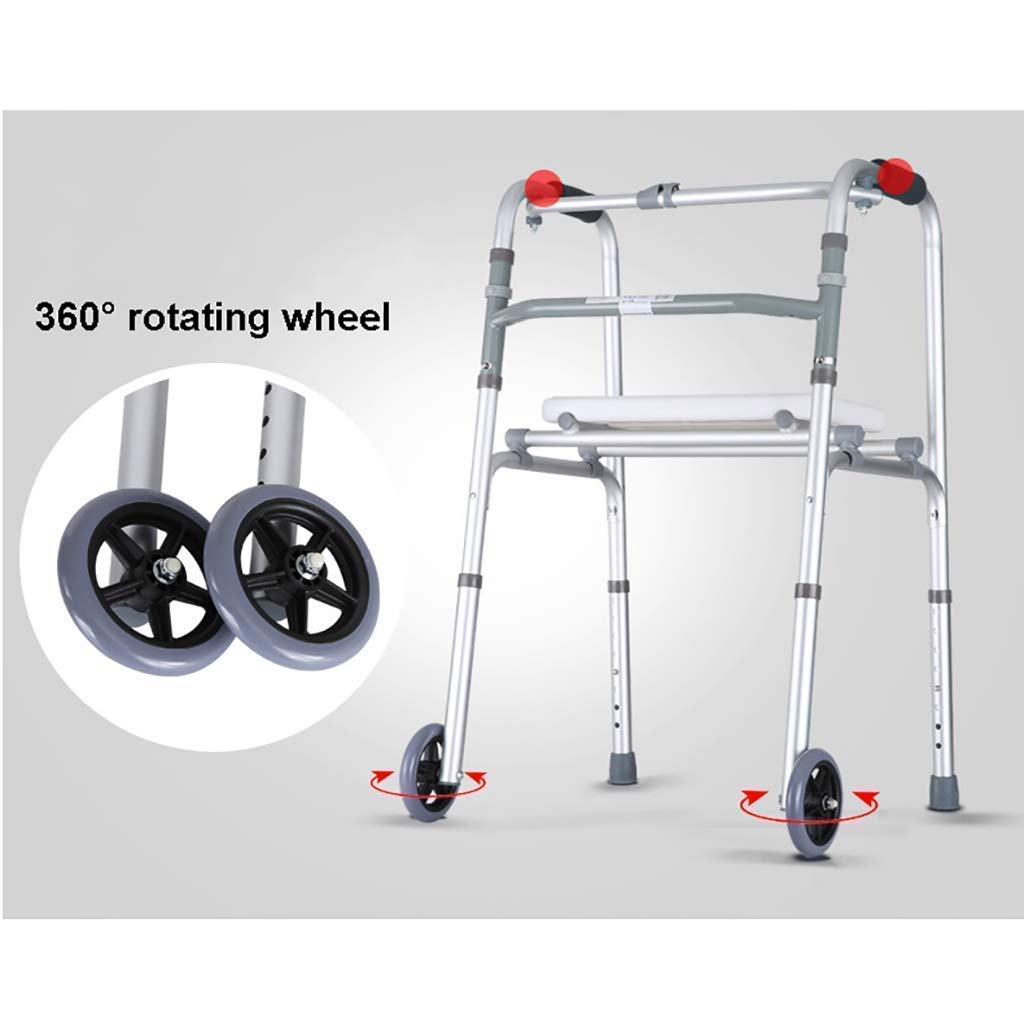 Składany rollator, lekki, aluminiowy, składany, wspomagający poruszanie się, rollator, chodzik 2 w 1 z siedziskiem i 2 kółkami chodzik dla osób niepełnosprawnych z kółkami