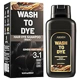AKOIIN Black Hair Dye Shampoo for Gray Hair for Men & Women, 3-in-1 Hair Color Shampoo – Natural Looking, Gentle on Scalp, Ammonia-Free, Long-Lasting Color, 500ml / 17.6 fl oz
